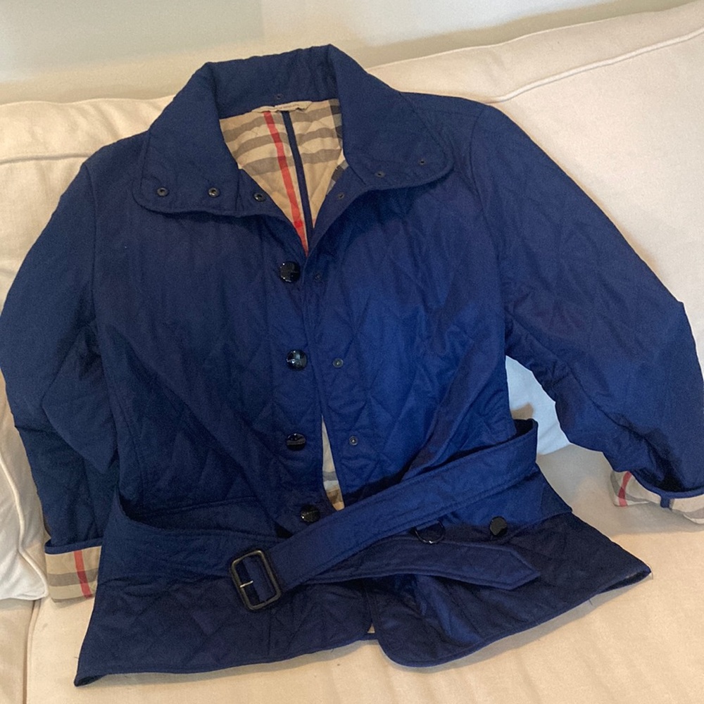 Burberry blue quilted jacket size L